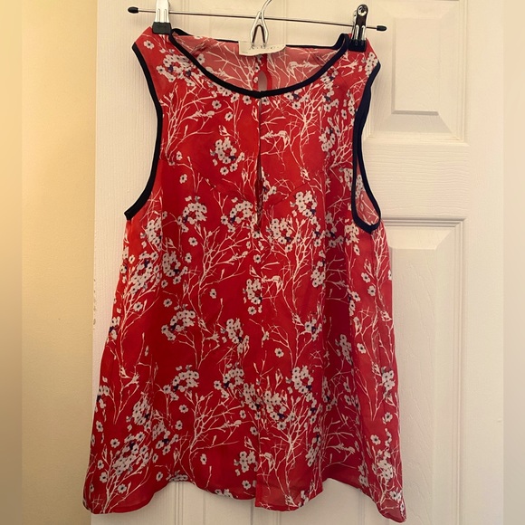 A.L.C. Cherry 🍒 Blossom Silk Chiffon Top Blouse Sleeveless ***With Defec… - Picture 2 of 13